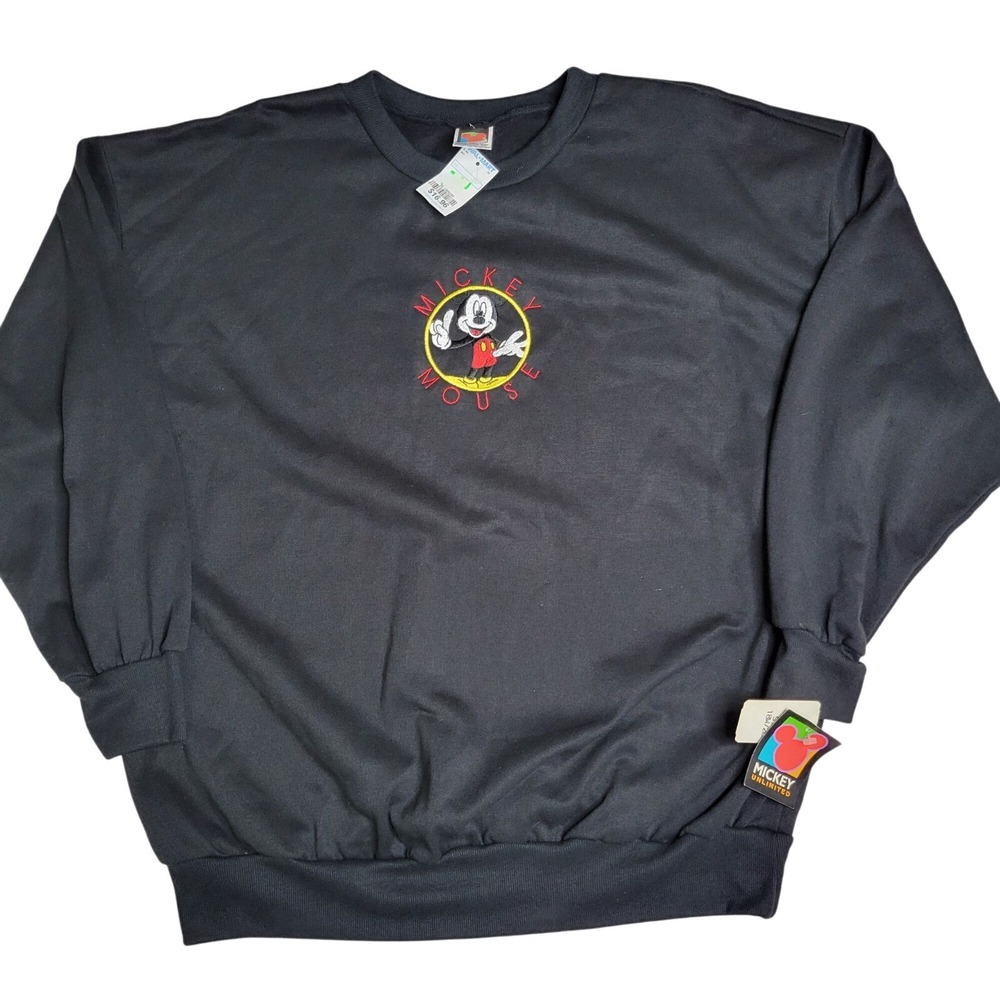 Vintage Mickey Mouse Sweatshirt Crewneck‎ 18W/20W Black By Mickey Unlimited